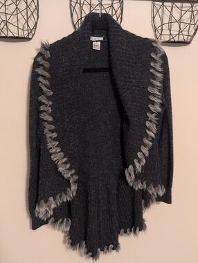 Cache Gray Wool Blend Open Front Cardigan